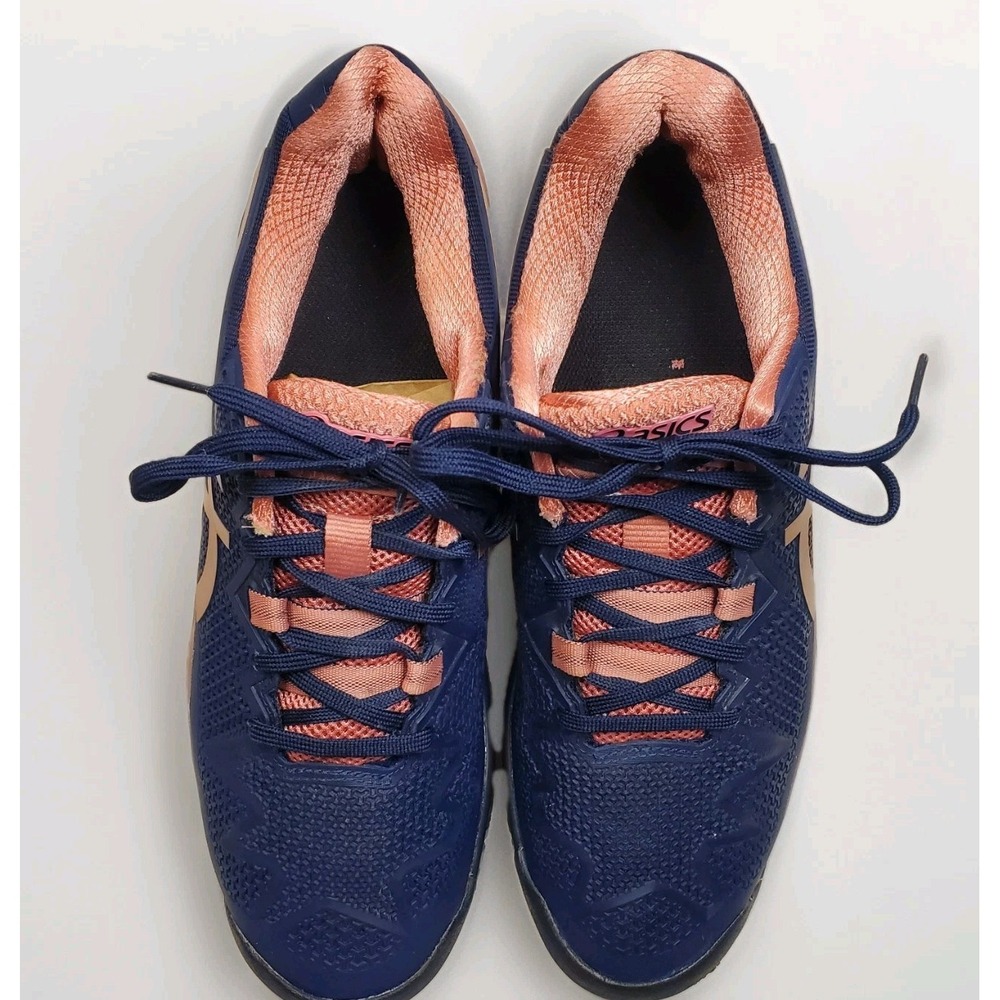 ASICS® Women's 9.5‎ GEL-Resolution 8 Tennis Pickleball Shoes in Blue Pink White - Picture 6 of 10